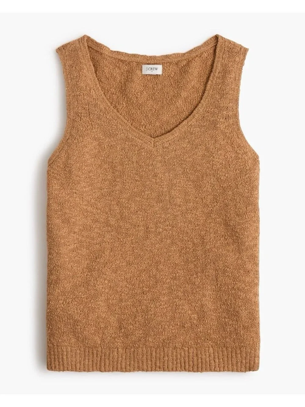 J Crew Womens Slub Sweater Shell XXS Warm Brandy Tan Cotton Minimalist Preppy